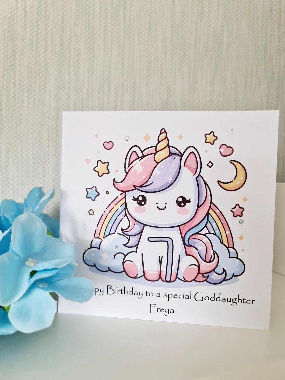 Personalised Unicorn Age Birthday Card
