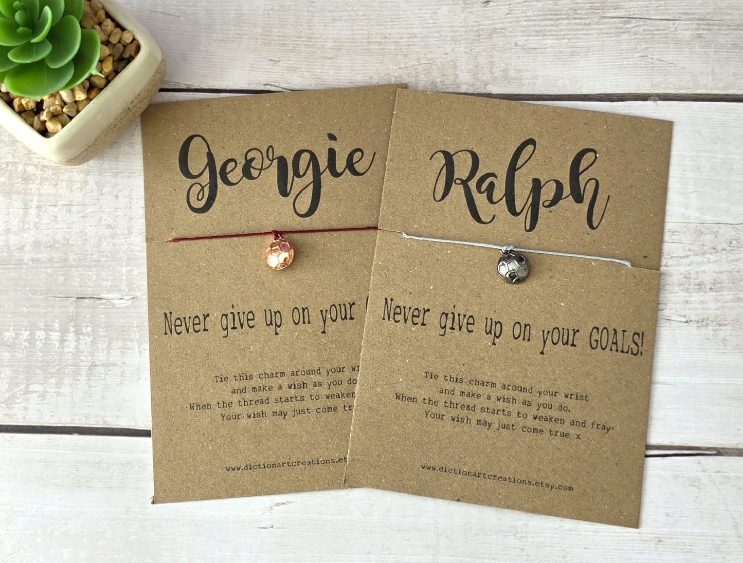 Personalised Football Wish Bracelet Card/ Motivational Gift