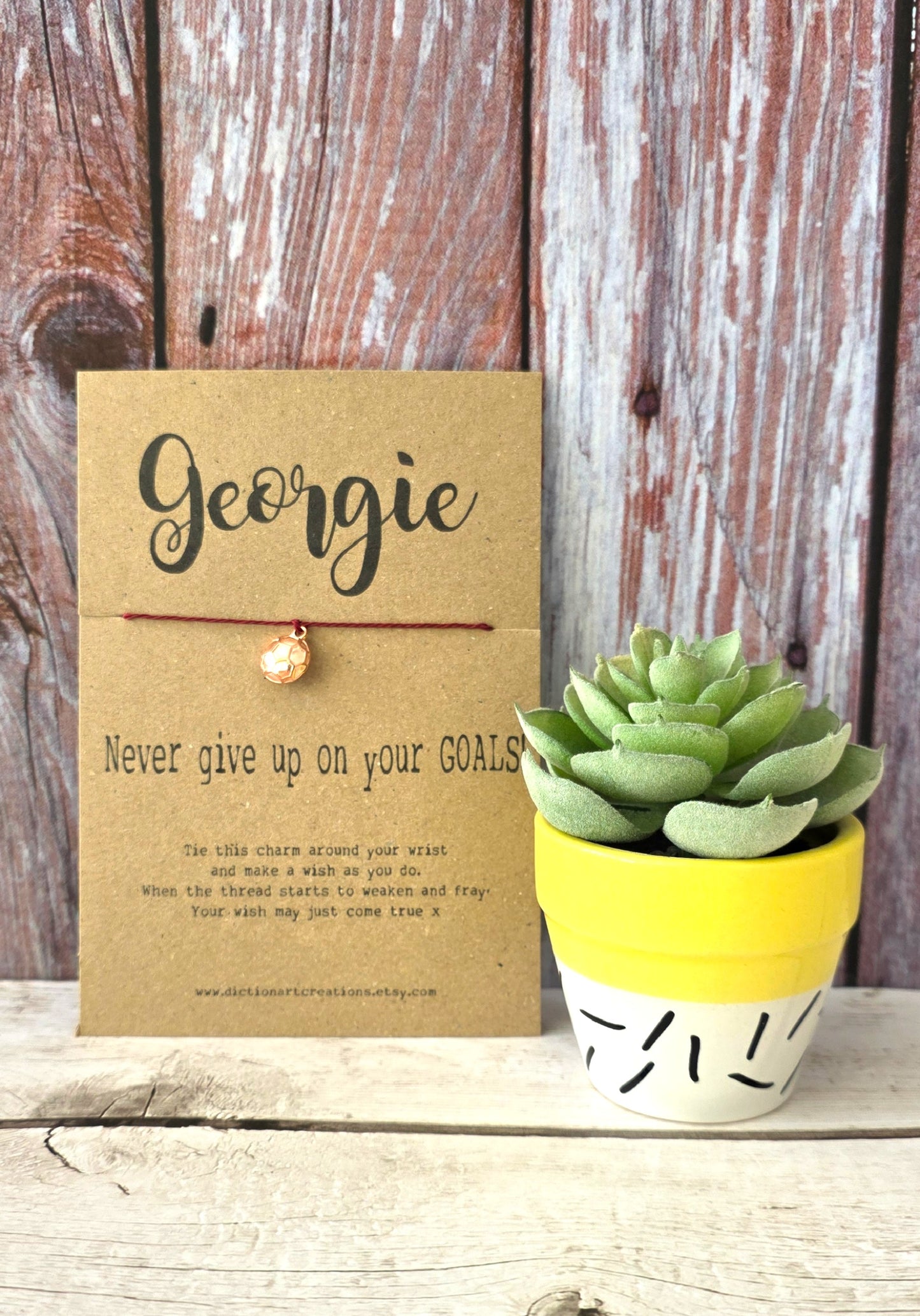 Personalised Football Wish Bracelet Card/ Motivational Gift