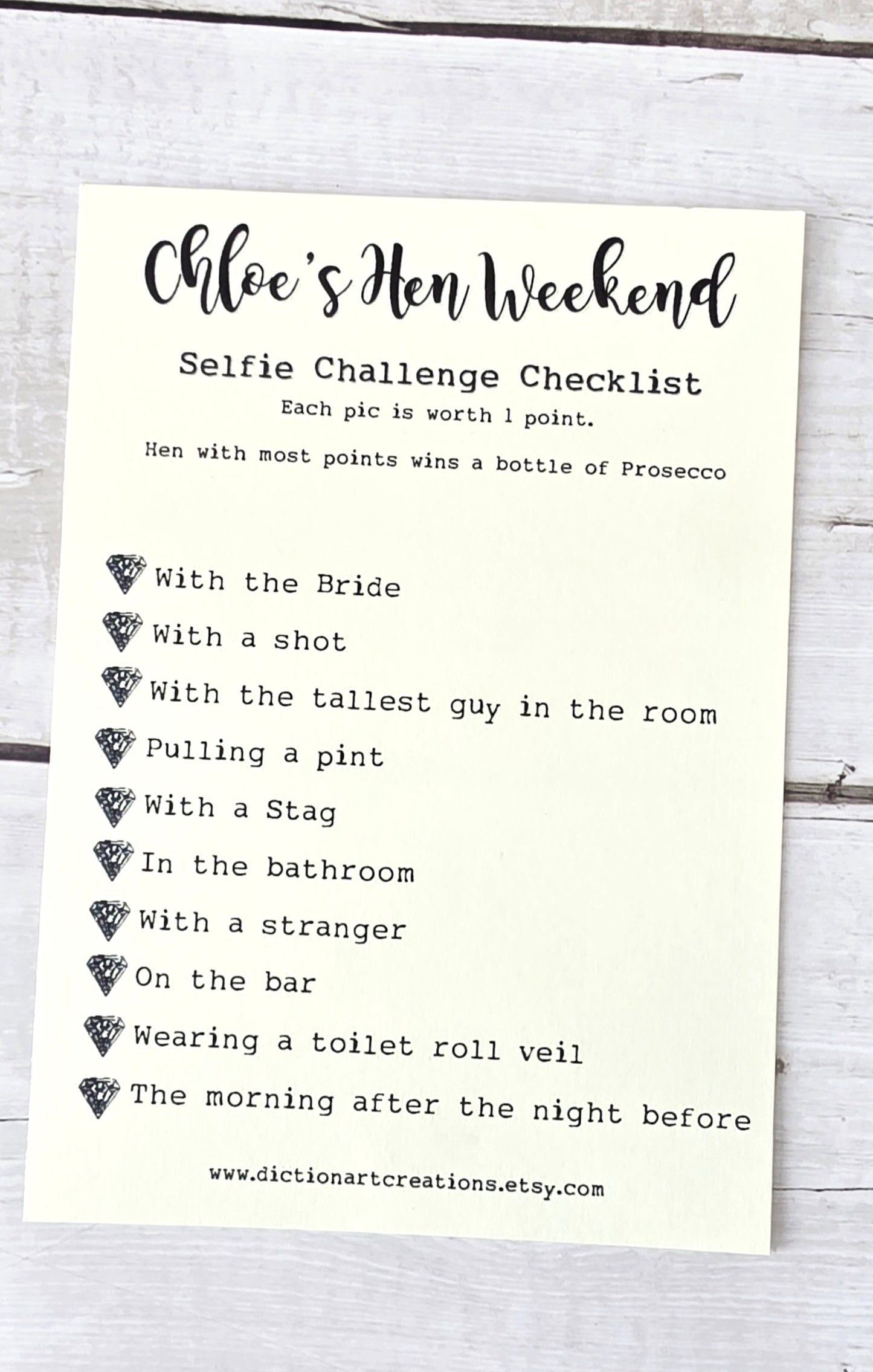 Hen Party Selfie Challenge Cards Pack