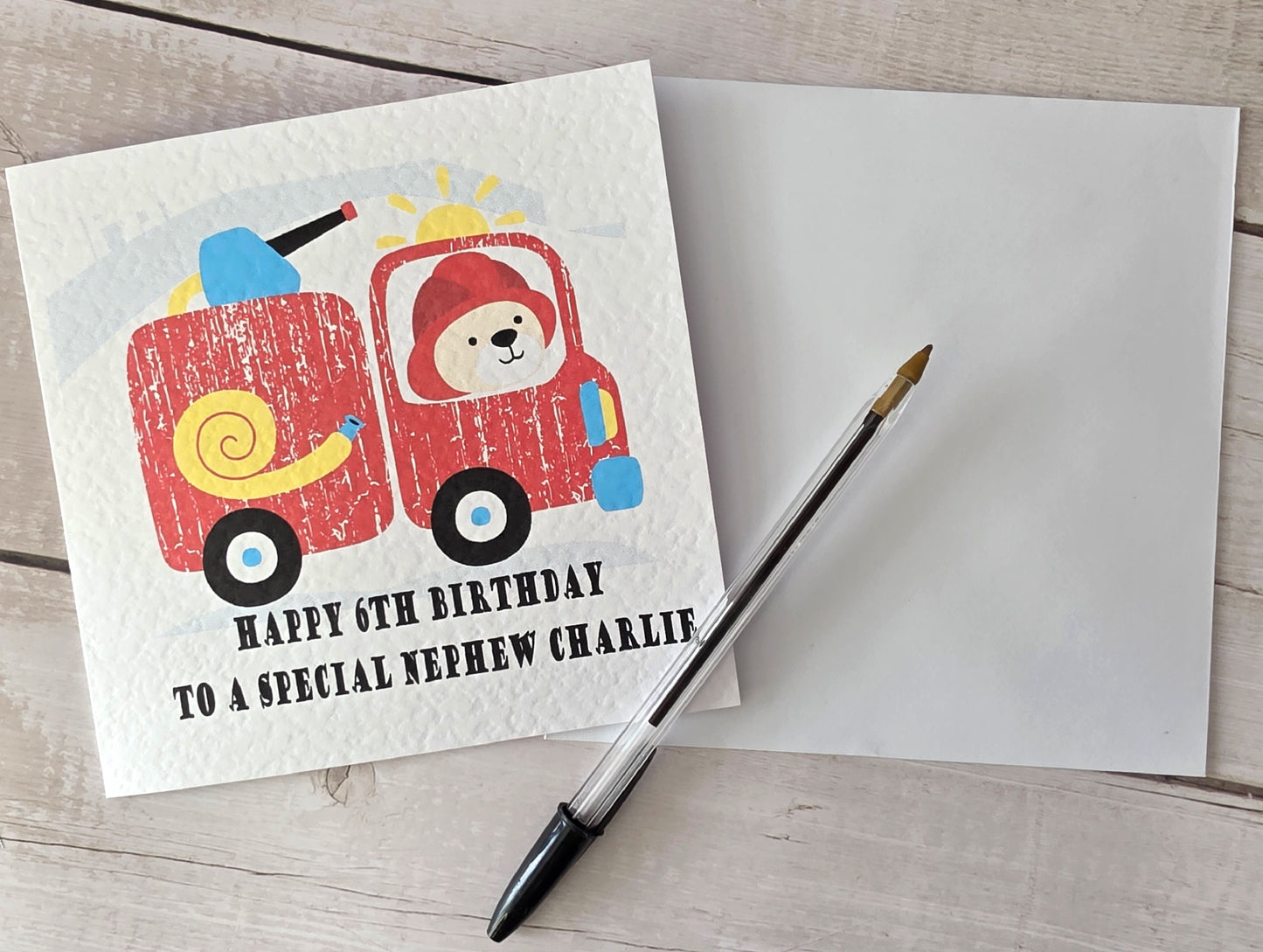 Personalised Fire Engine Birthday Card