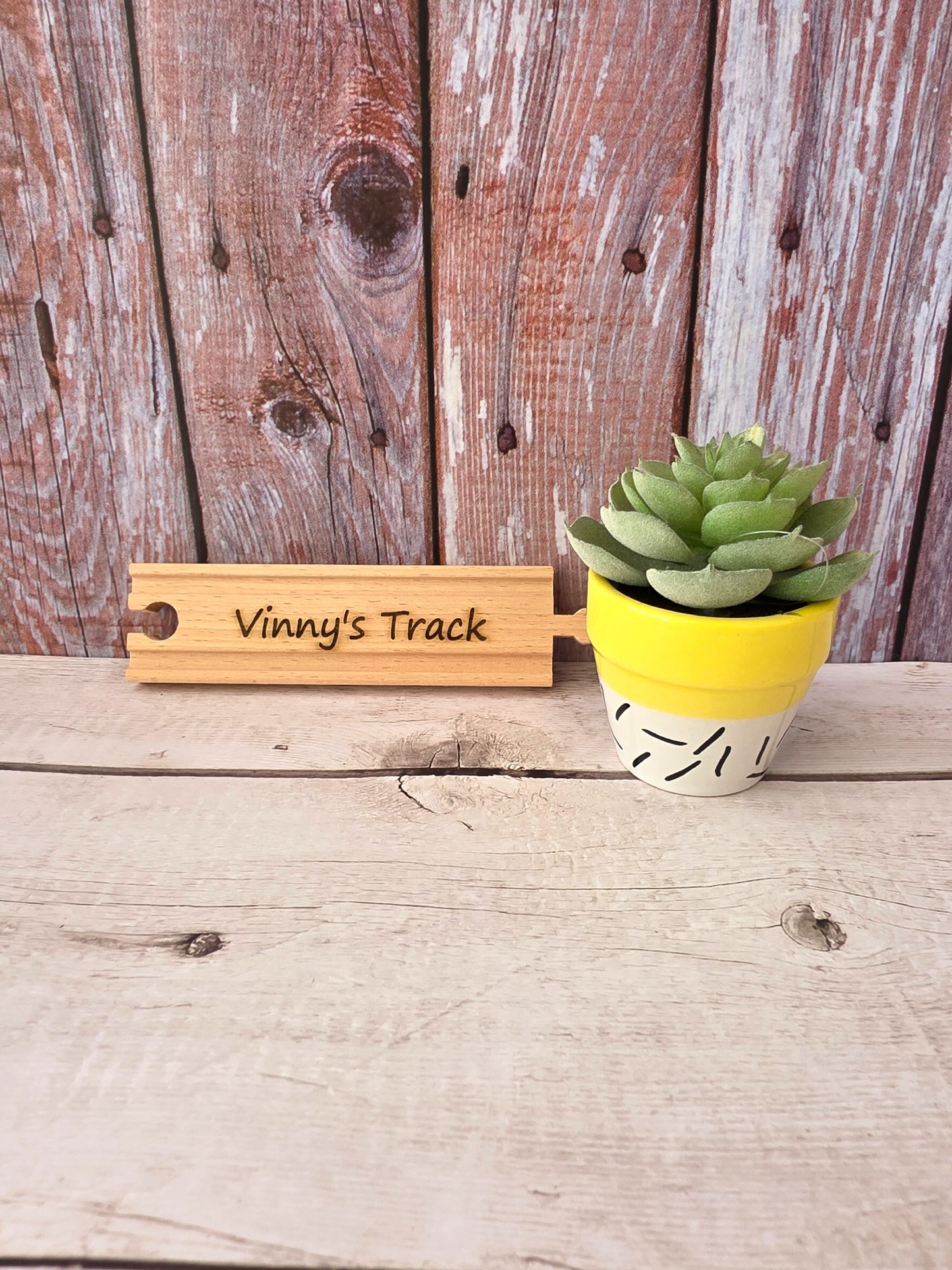 Personalised Wooden Train Track Piece