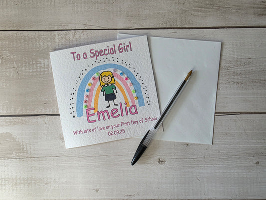 Girl's First Day of School Card
