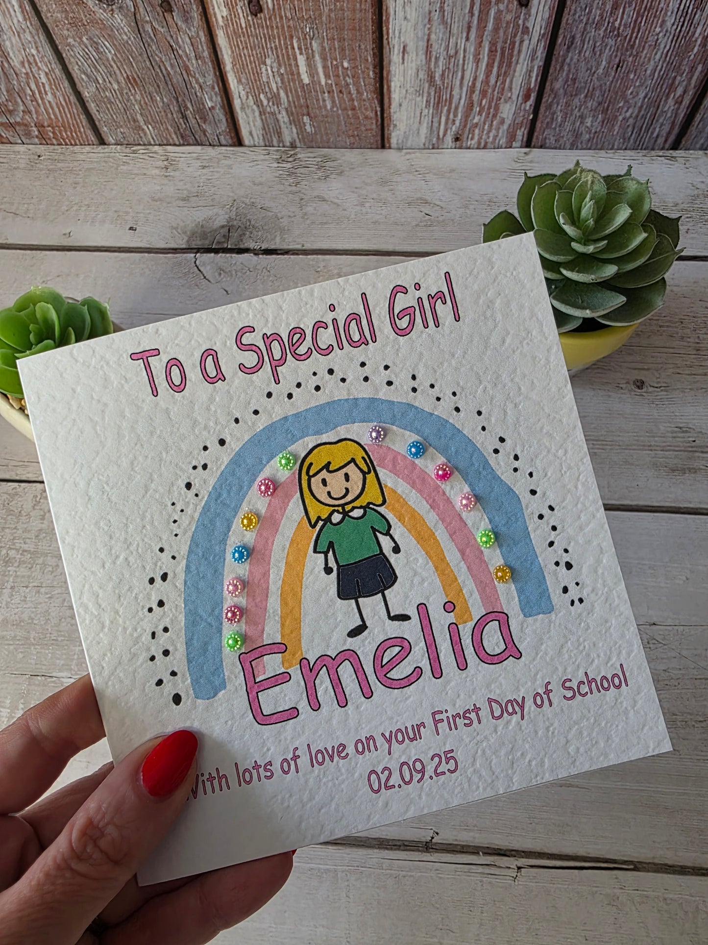 Girl's First Day of School Card