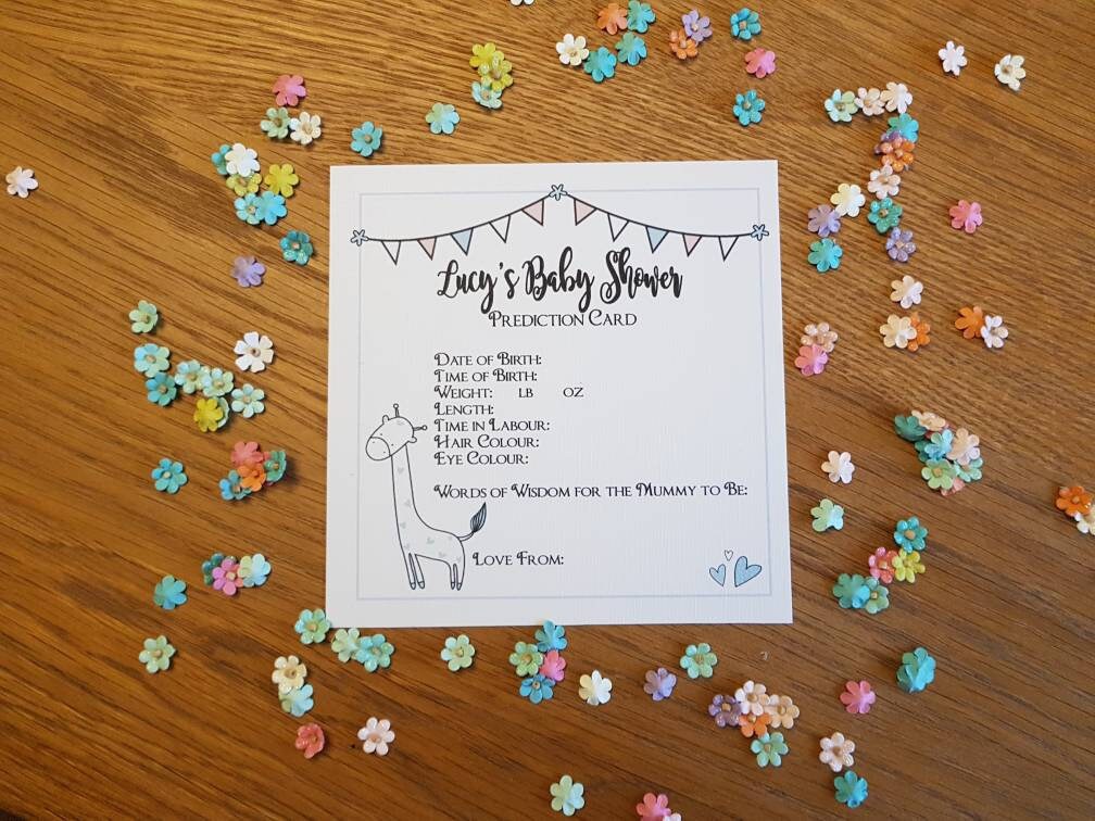 Personalised Baby Shower Prediction Cards Boy
