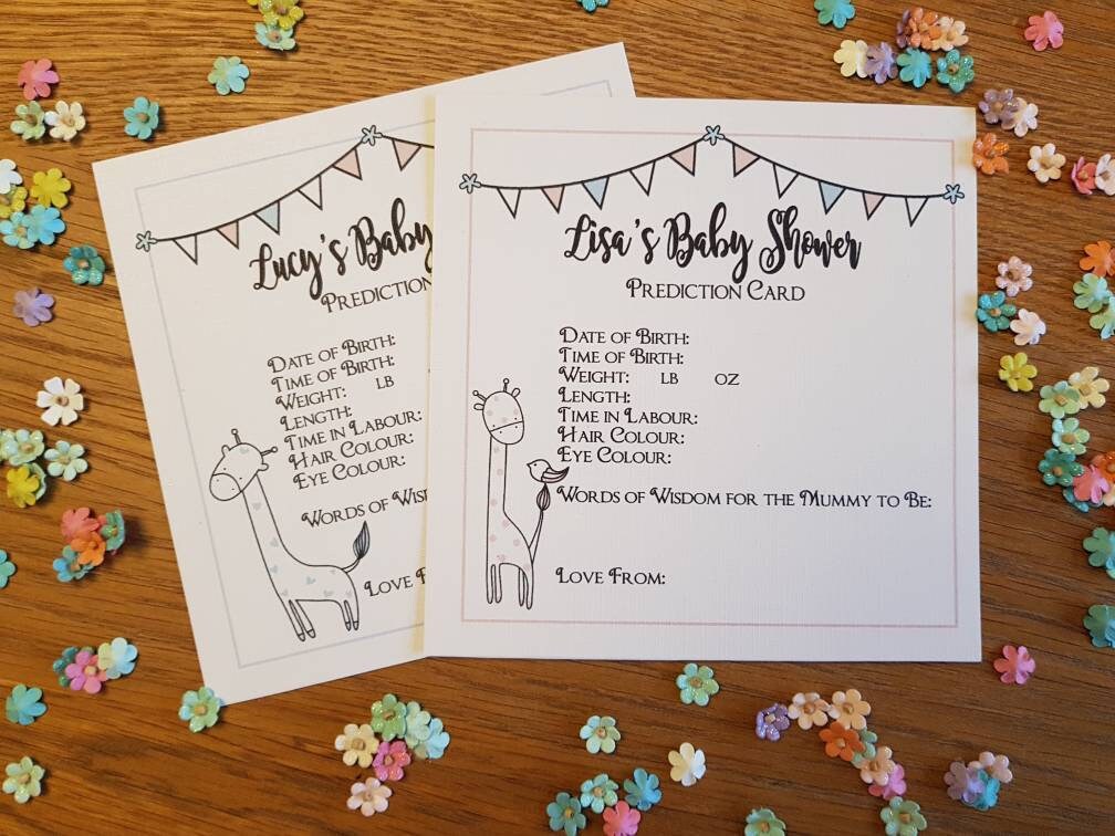 Personalised Baby Shower Prediction Cards Boy