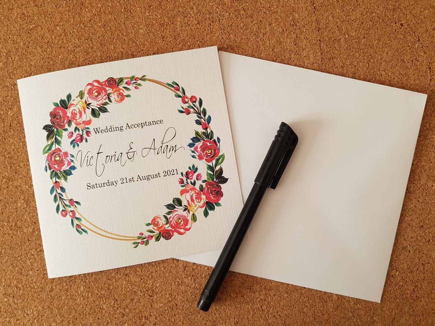 Personalised Wedding Acceptance/ RVSP Card