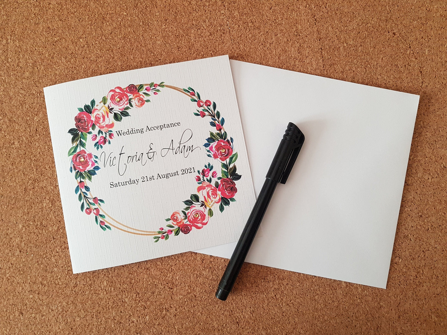 Personalised Wedding Acceptance/ RVSP Card