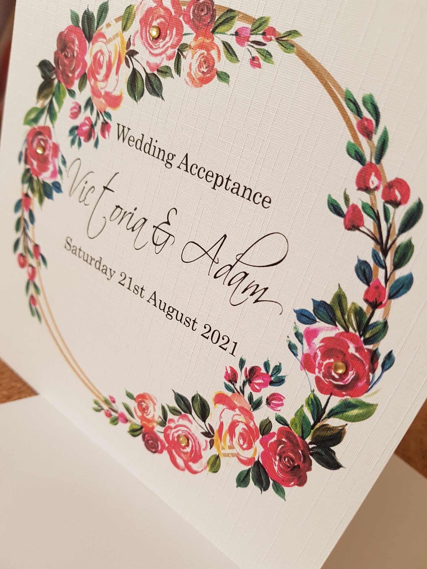 Personalised Wedding Acceptance/ RVSP Card