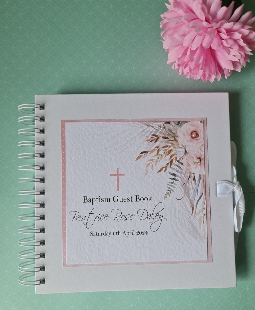 Personalised Boho Christening Guest Book