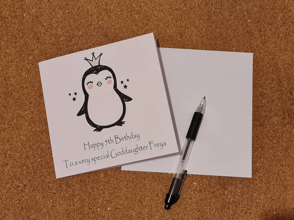 Personalised Penguin Age Birthday Card