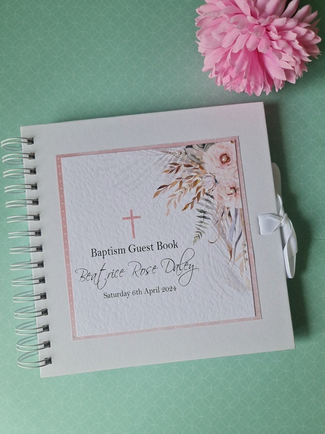 Personalised Boho Christening Guest Book