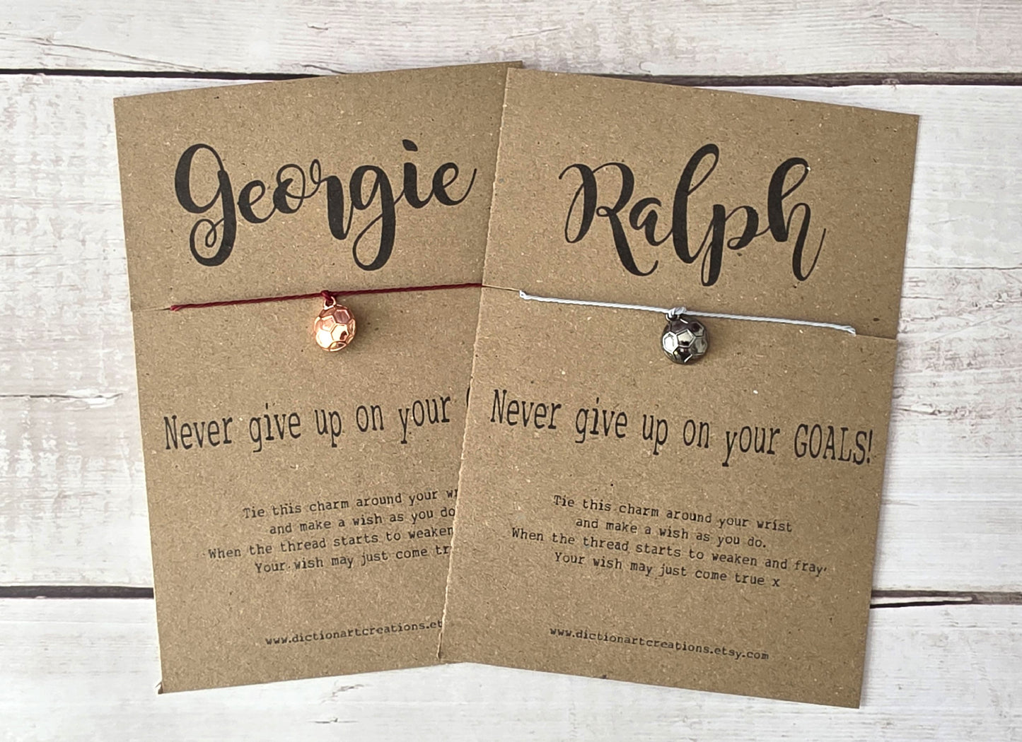 Personalised Football Wish Bracelet Card/ Motivational Gift