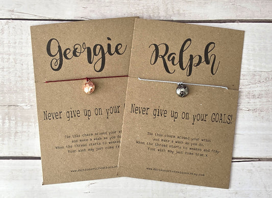 Personalised Football Wish Bracelet Card/ Motivational Gift