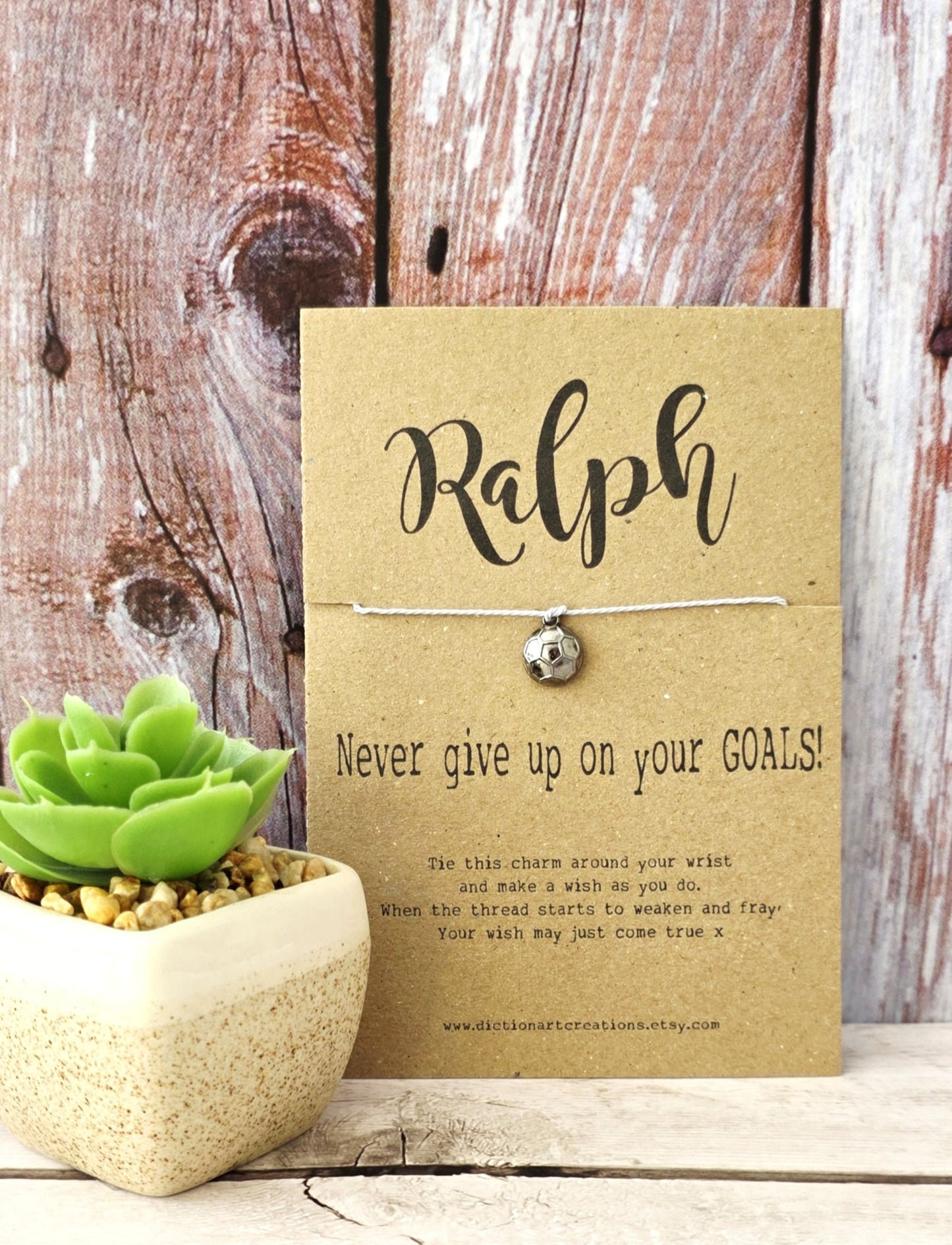 Personalised Football Wish Bracelet Card/ Motivational Gift