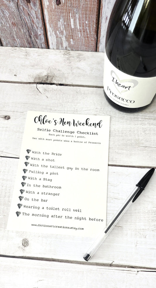 Hen Party Selfie Challenge Cards Pack