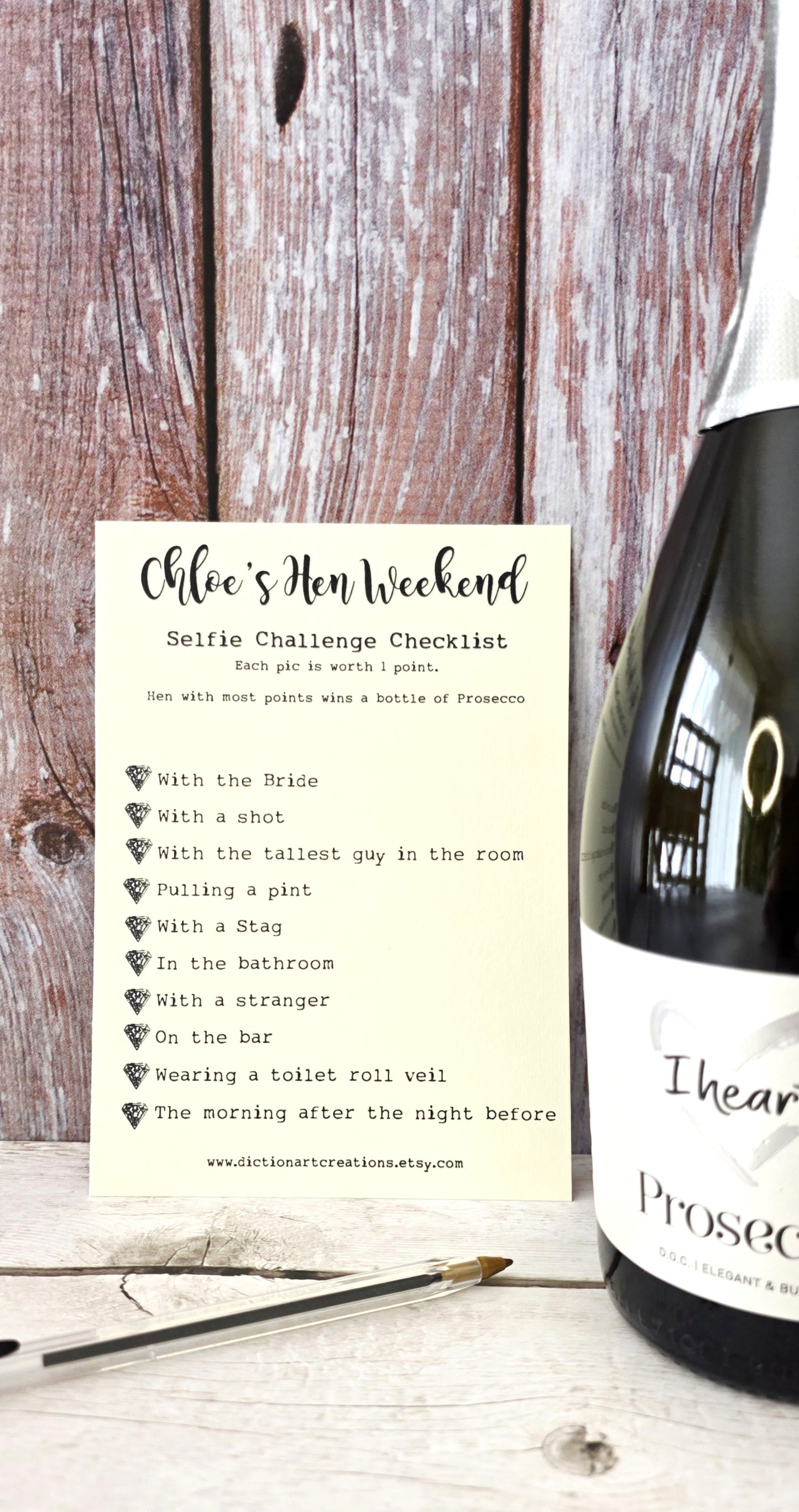 Hen Party Selfie Challenge Cards Pack