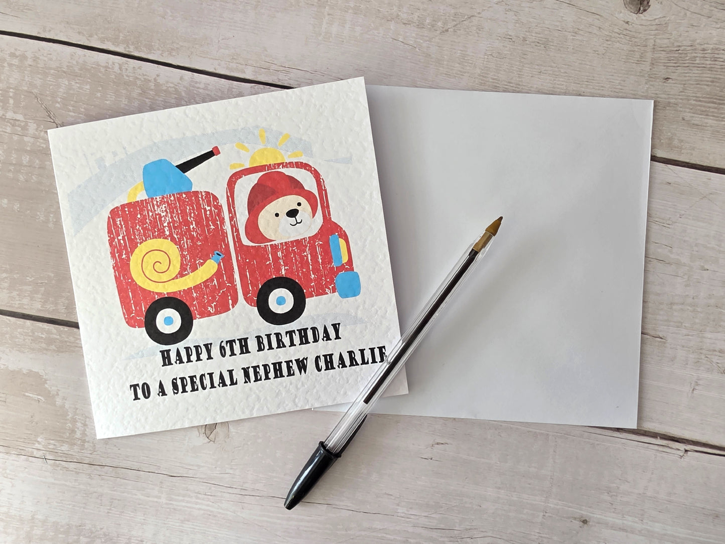 Personalised Fire Engine Birthday Card