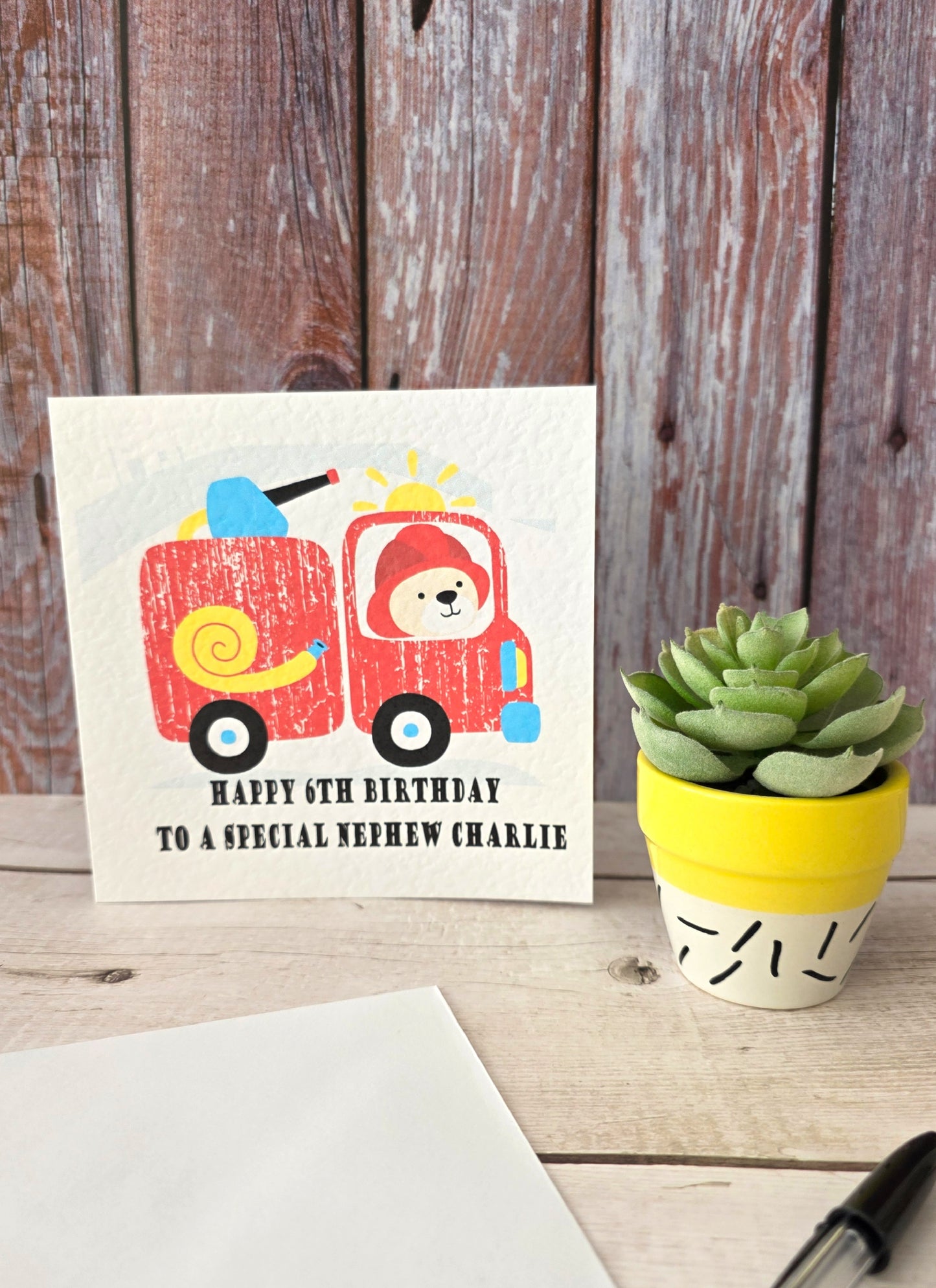 Personalised Fire Engine Birthday Card