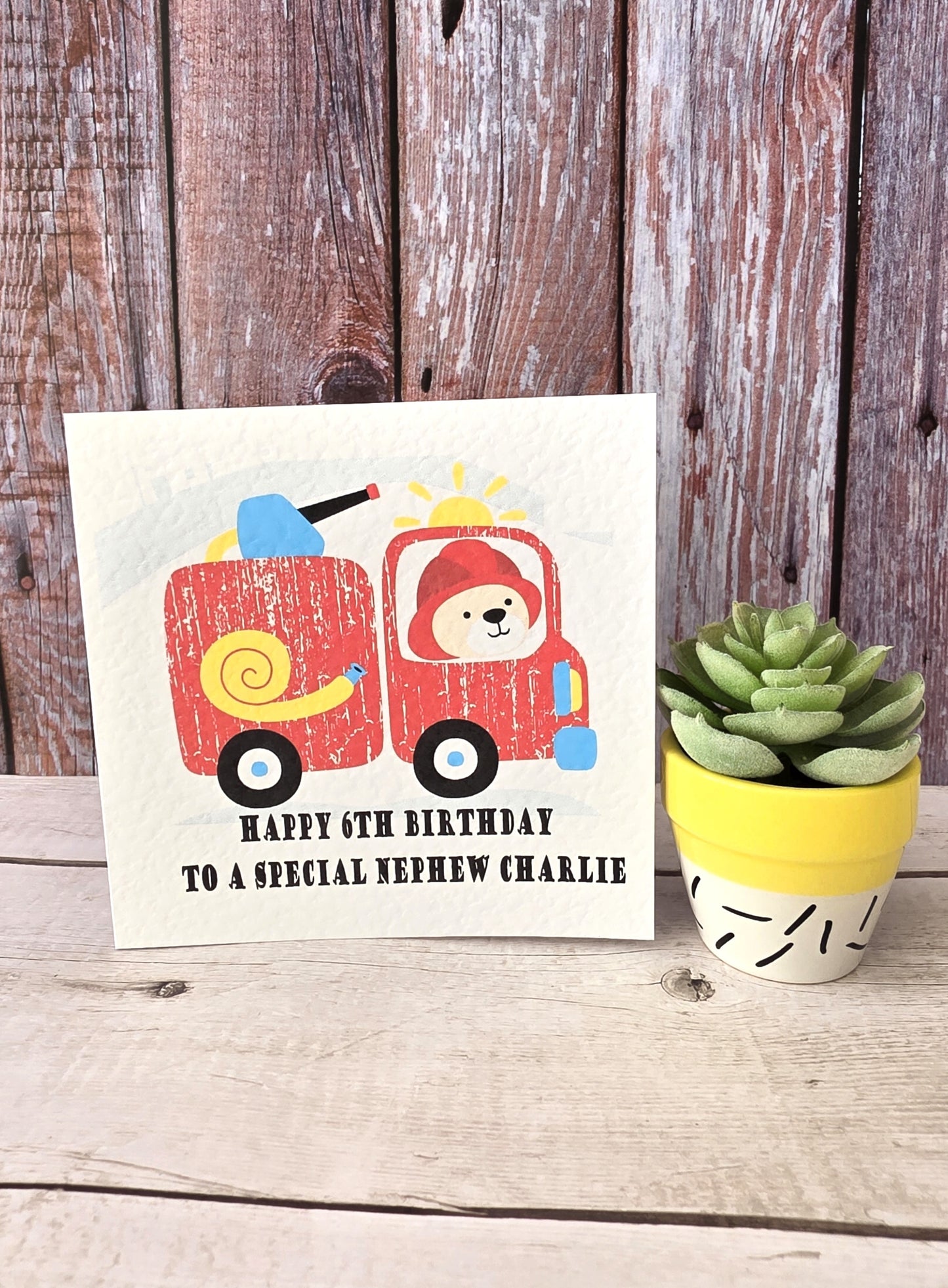 Personalised Fire Engine Birthday Card