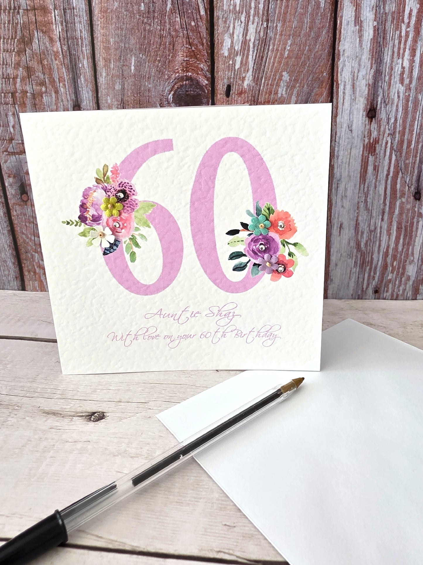 Pretty Personalised Age Birthday Card