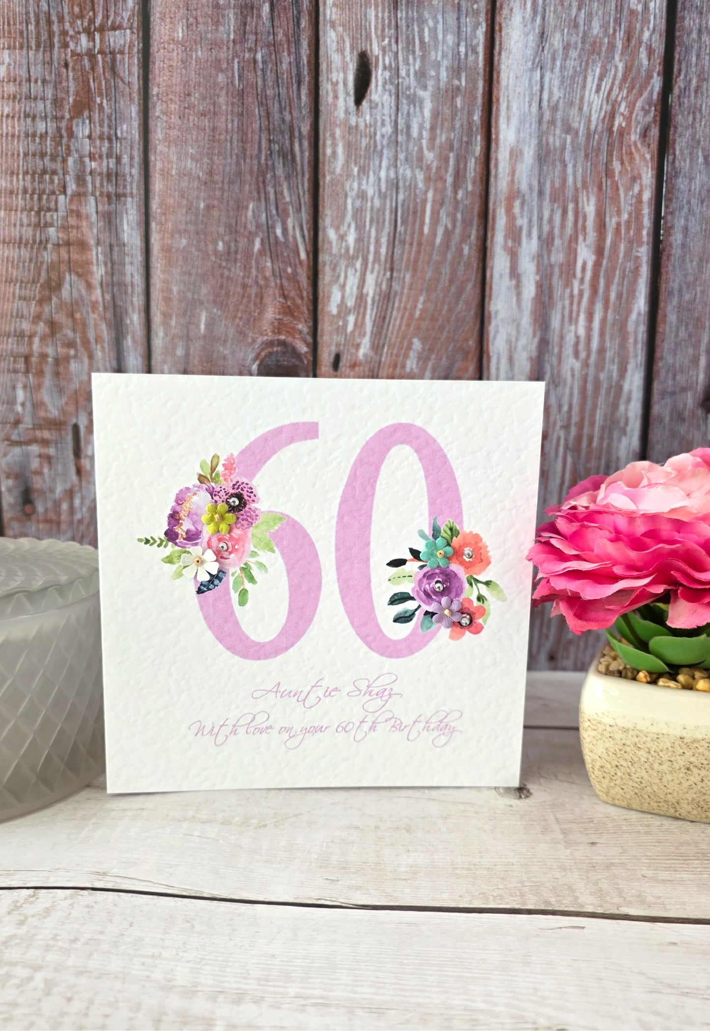 Pretty Personalised Age Birthday Card