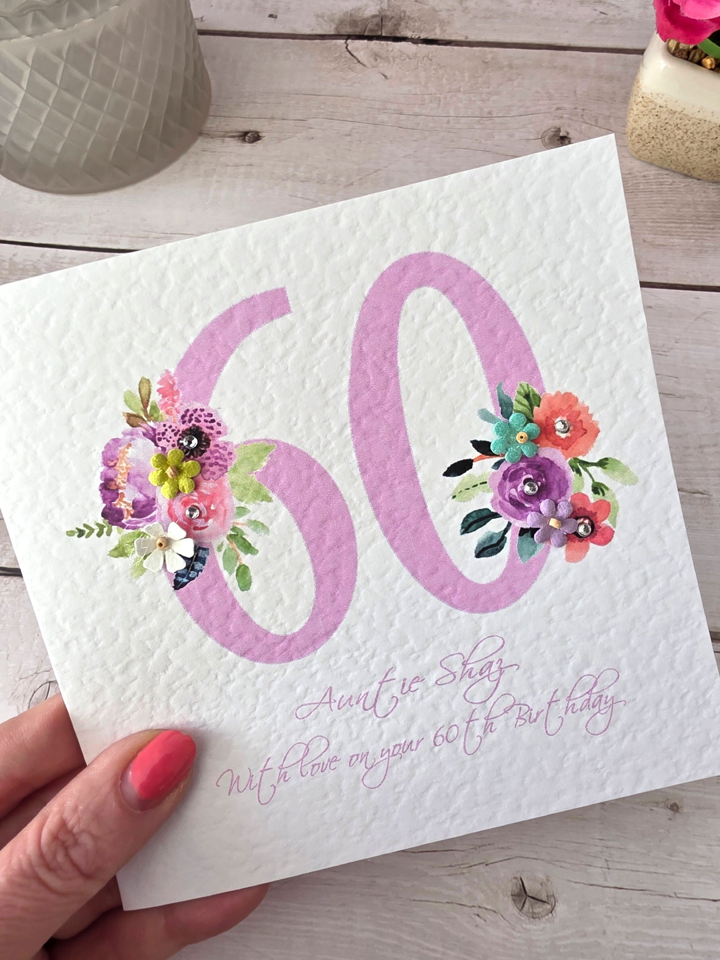Pretty Personalised Age Birthday Card