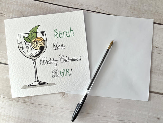 Personalised Gin Birthday Card