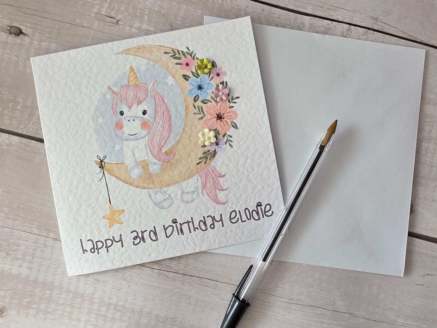 Personalised Unicorn Birthday Card