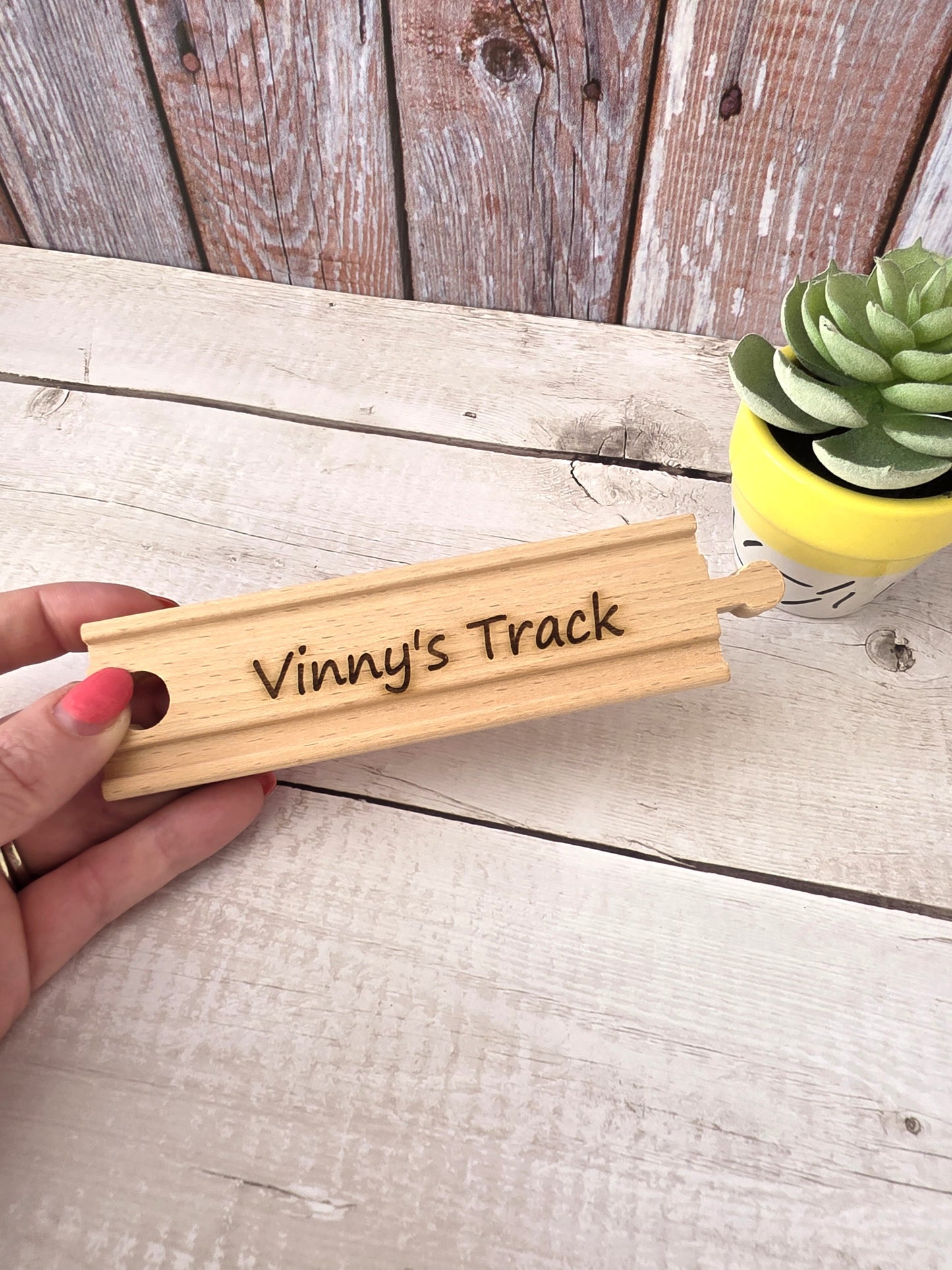 Personalised Wooden Train Track Piece