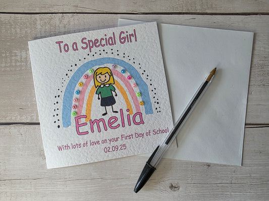 Girl's First Day of School Card