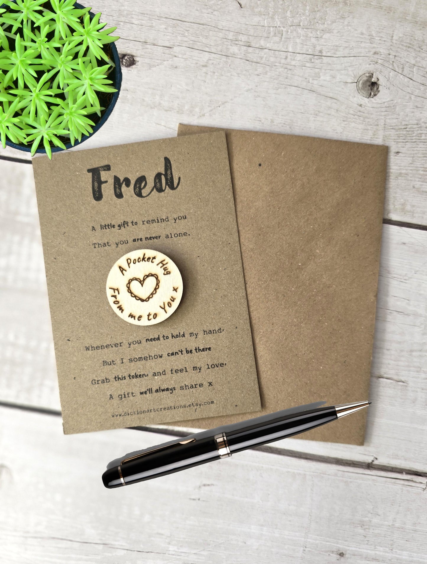 Personalised Wooden Pocket Hug Token Gift