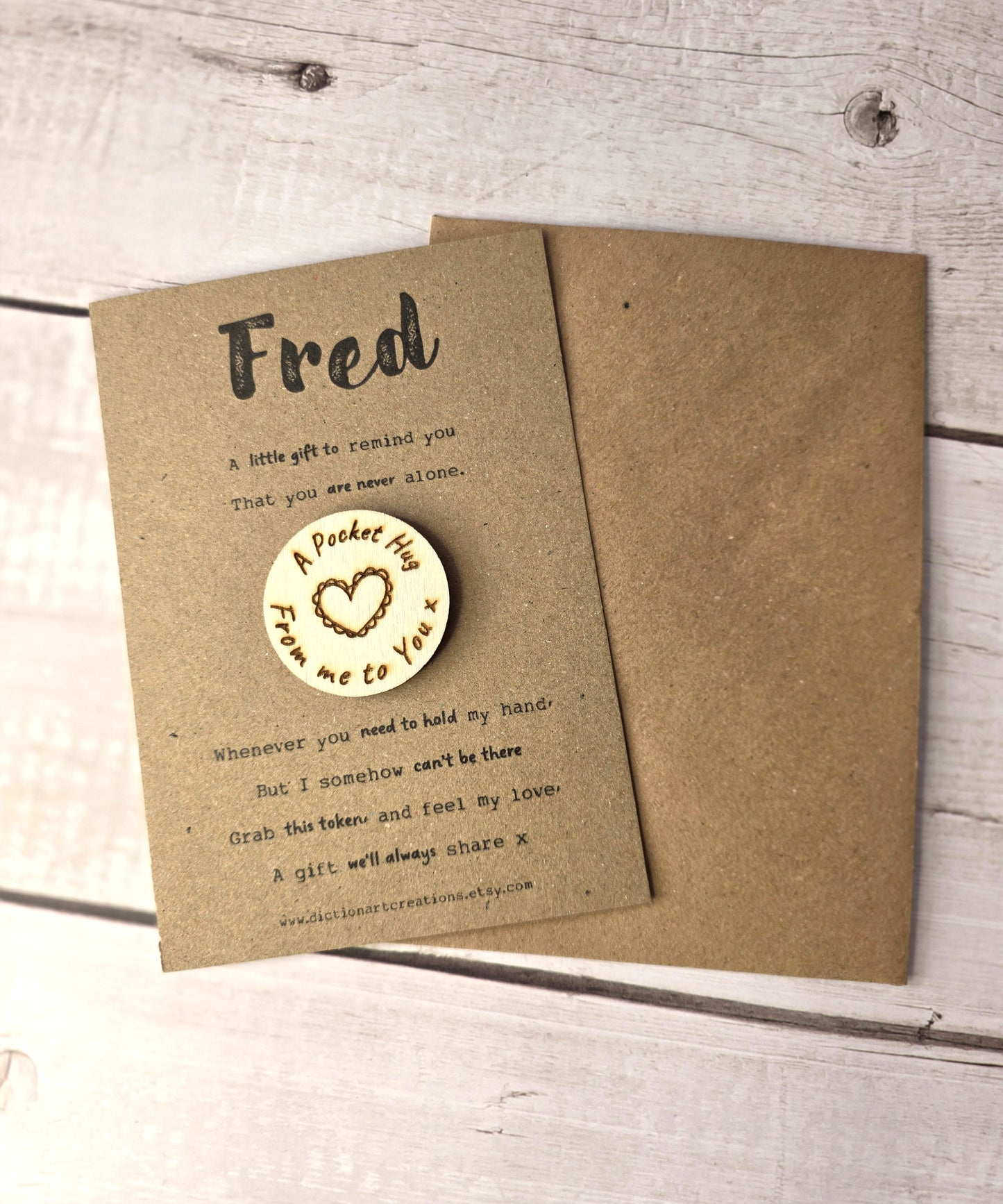 Personalised Wooden Pocket Hug Token Gift