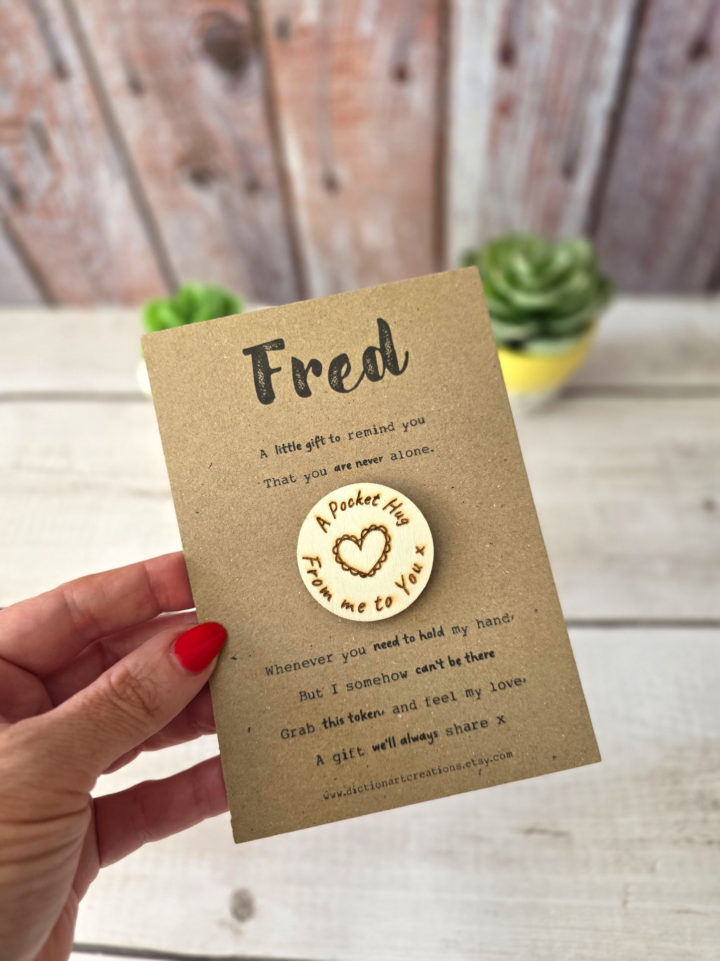 Personalised Wooden Pocket Hug Token Gift