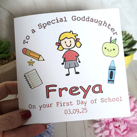 Girl's First Day of School Card