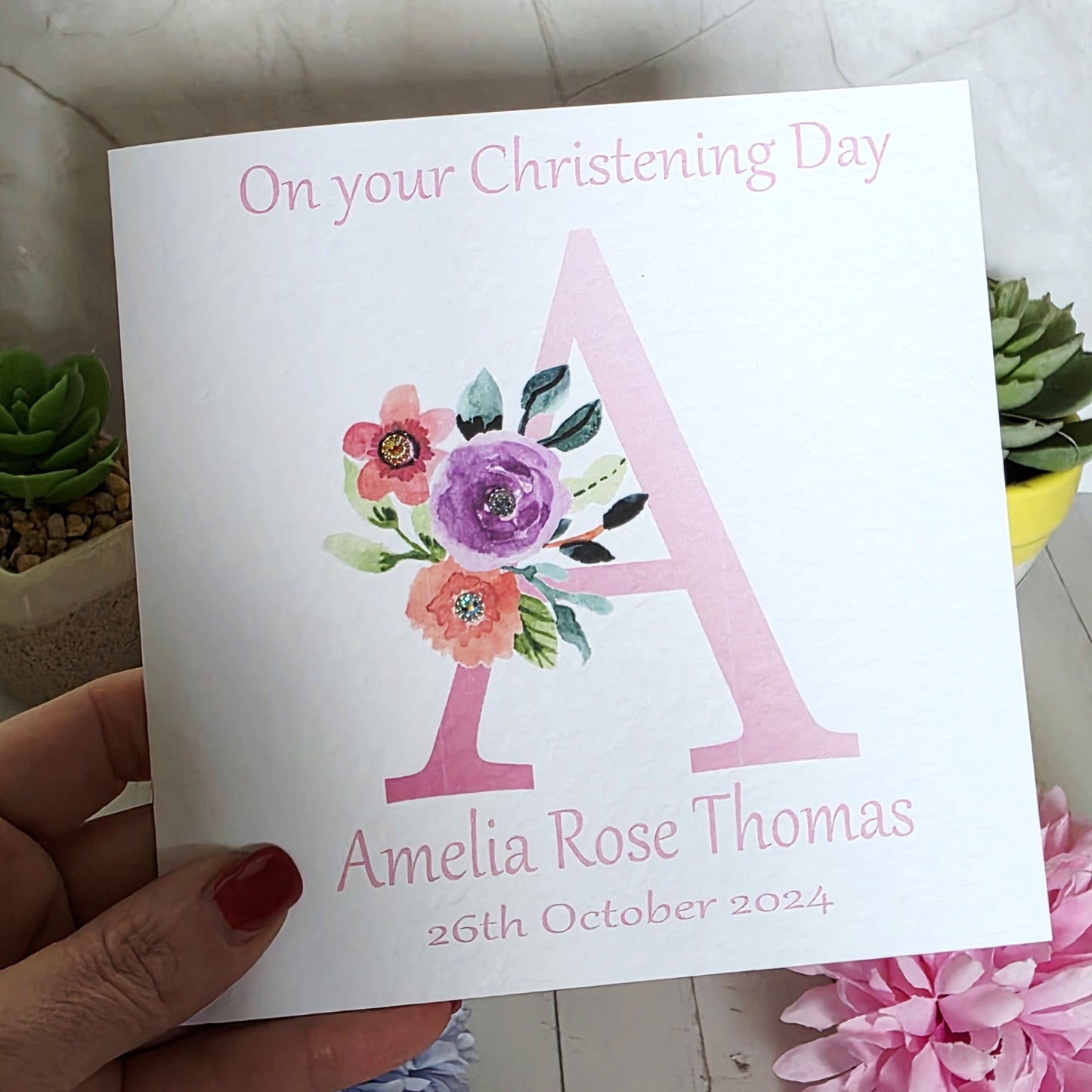 Personalised Girl Christening Card