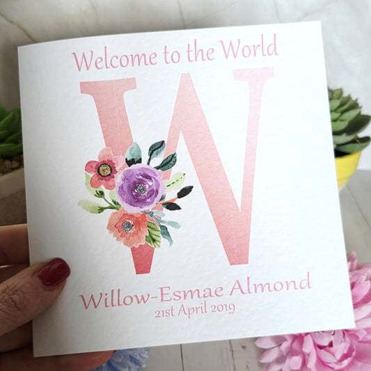 Personalised New Baby Girl Card