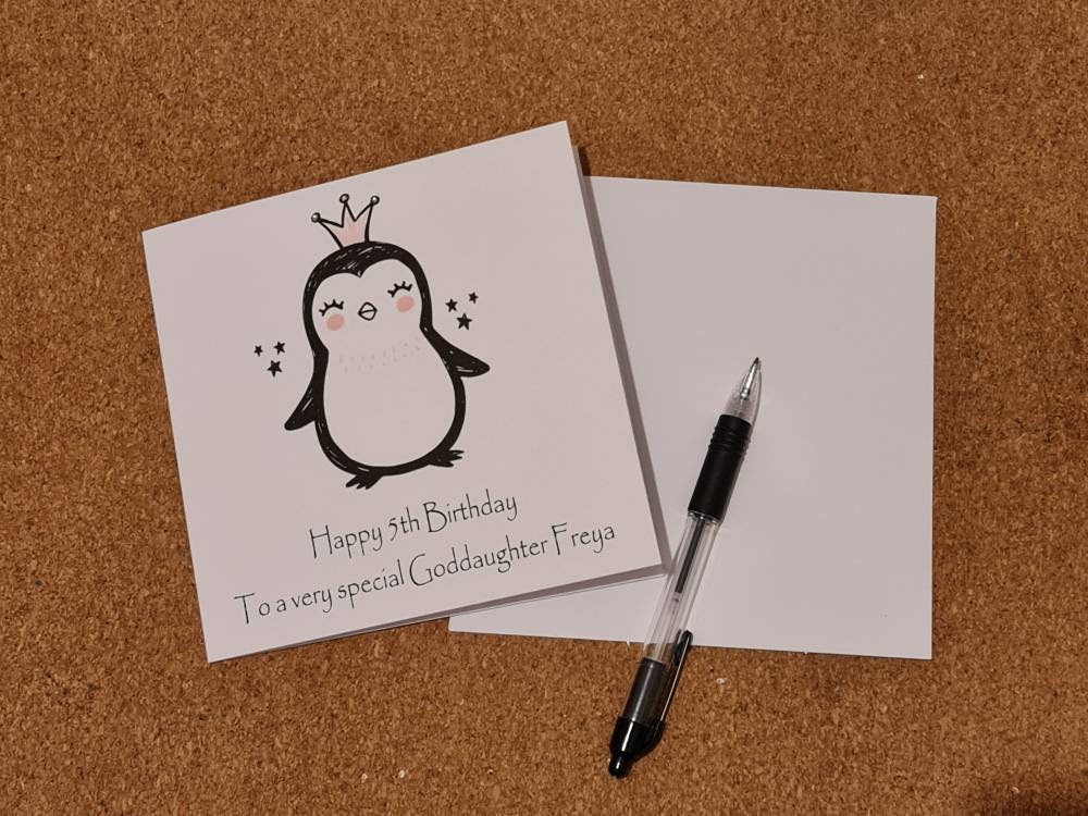 Personalised Penguin Age Birthday Card