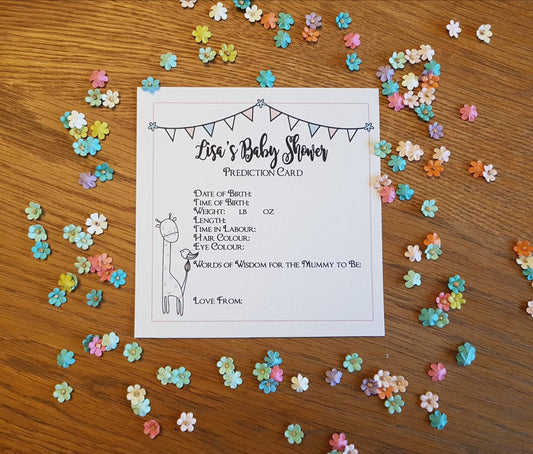 Personalised Baby Shower Prediction Cards Girl