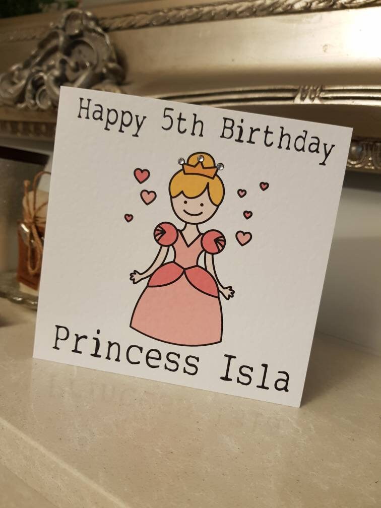 Personalised Princess Age Birthday Card