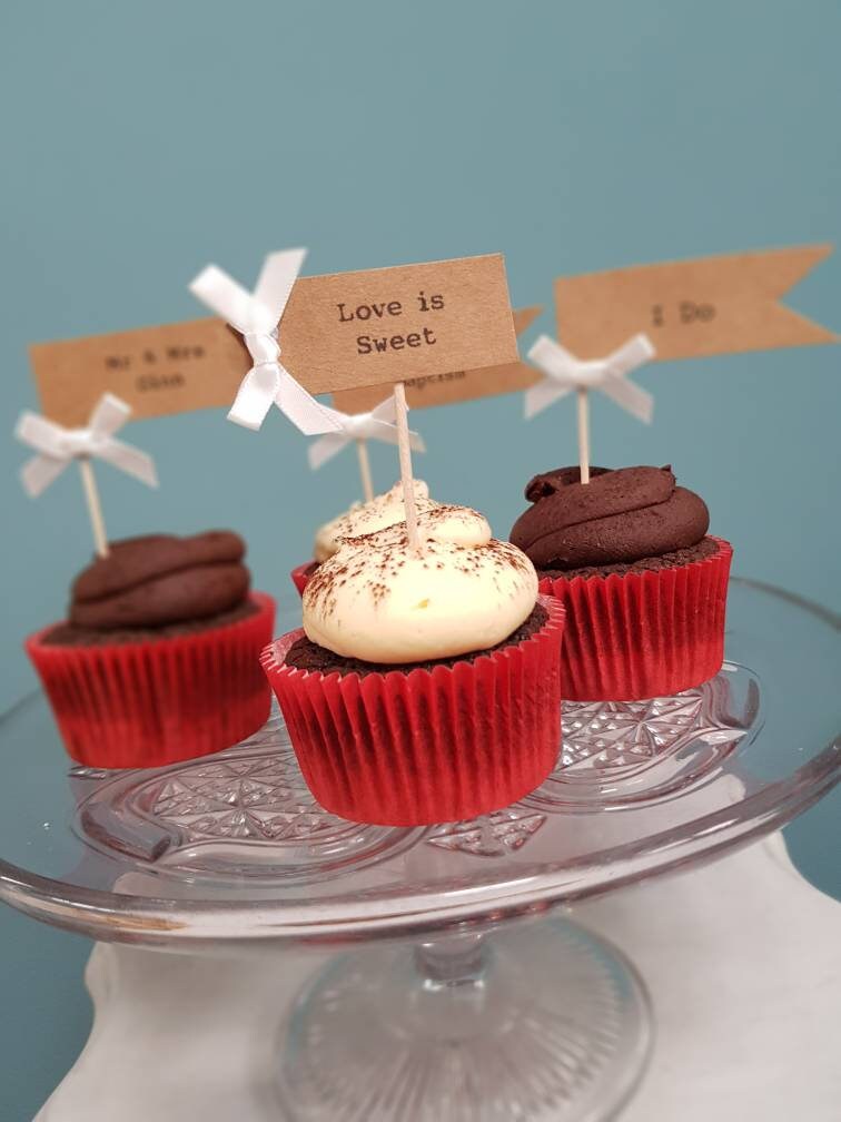 Wedding/ Anniversary Cupcake Toppers(12)