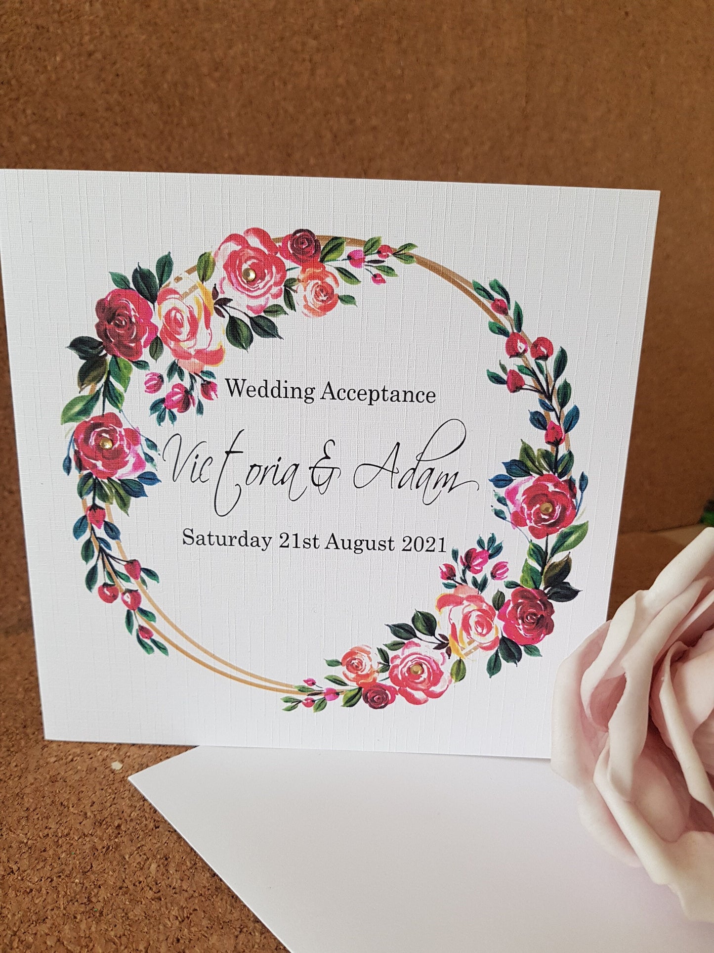 Personalised Wedding Acceptance/ RVSP Card