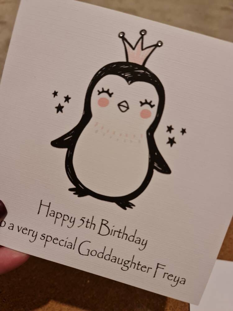Personalised Penguin Age Birthday Card