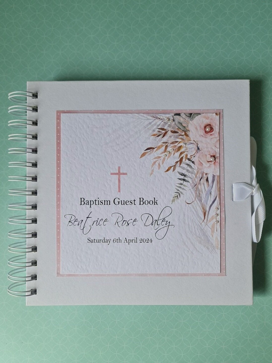 Personalised Boho Christening Guest Book