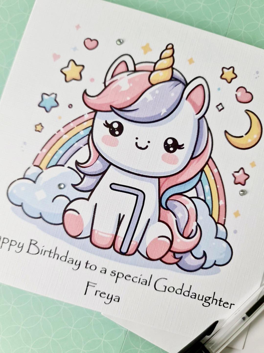 Personalised Unicorn Age Birthday Card
