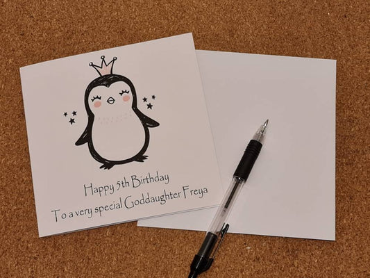 Personalised Penguin Age Birthday Card