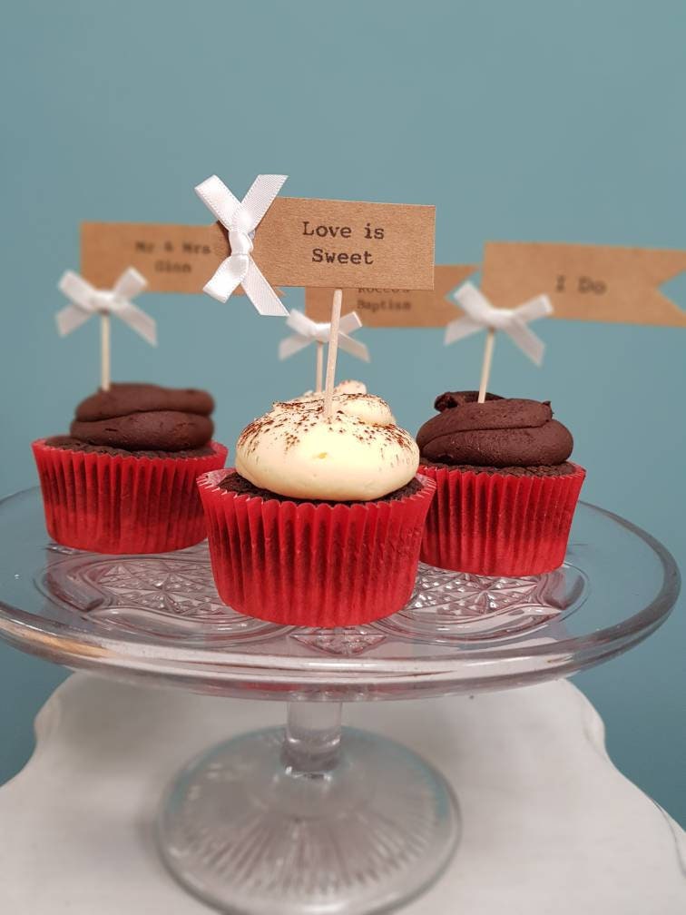 Wedding/ Anniversary Cupcake Toppers(12)