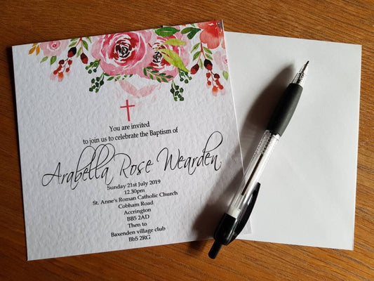 Personalised Floral Invitations (Pack of 10)
