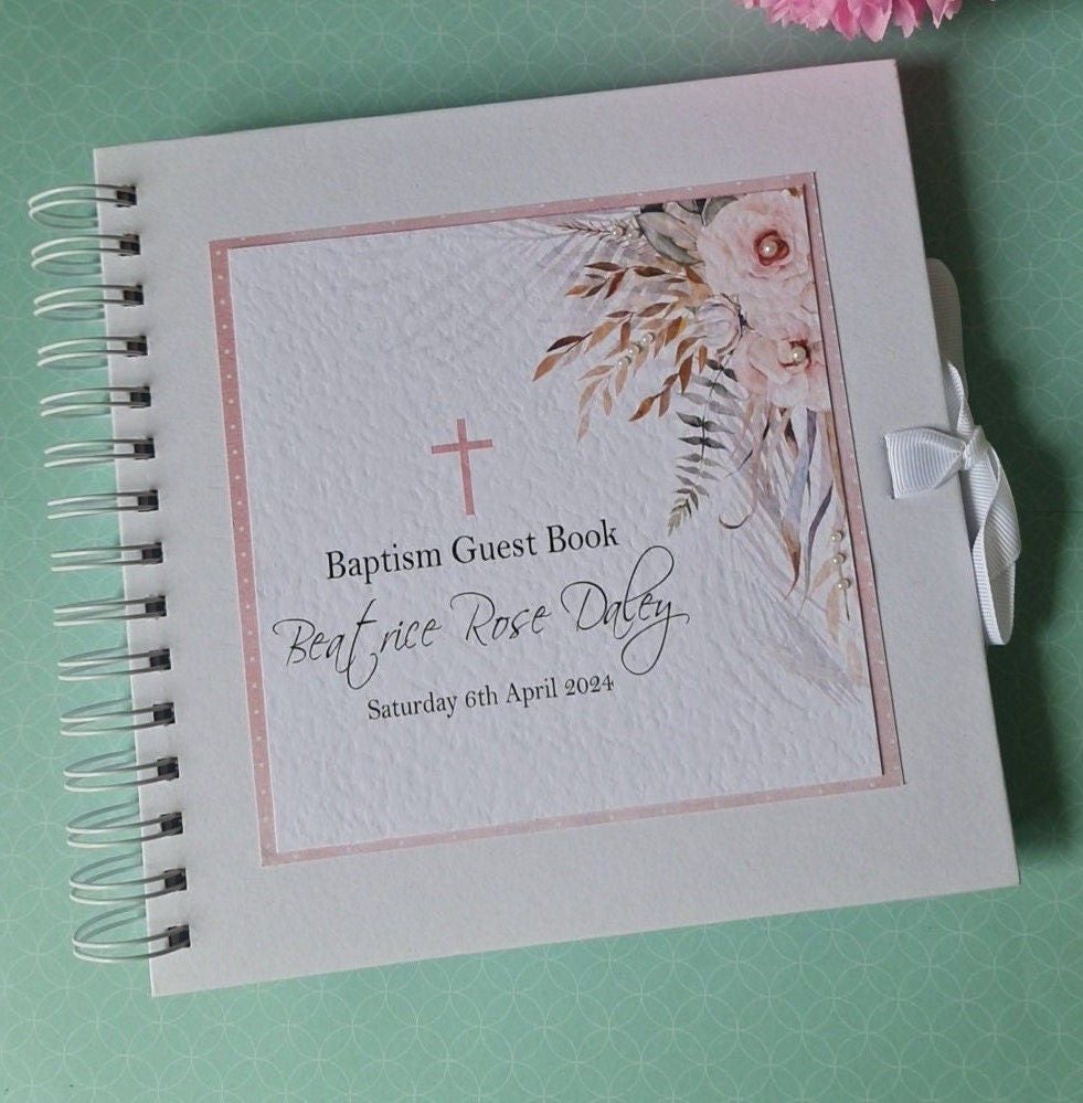 Personalised Boho Christening Guest Book