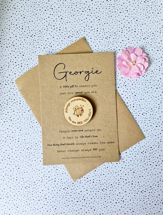 Personalised Wooden Motivational you are BEE-YOU-tiful Token Gift